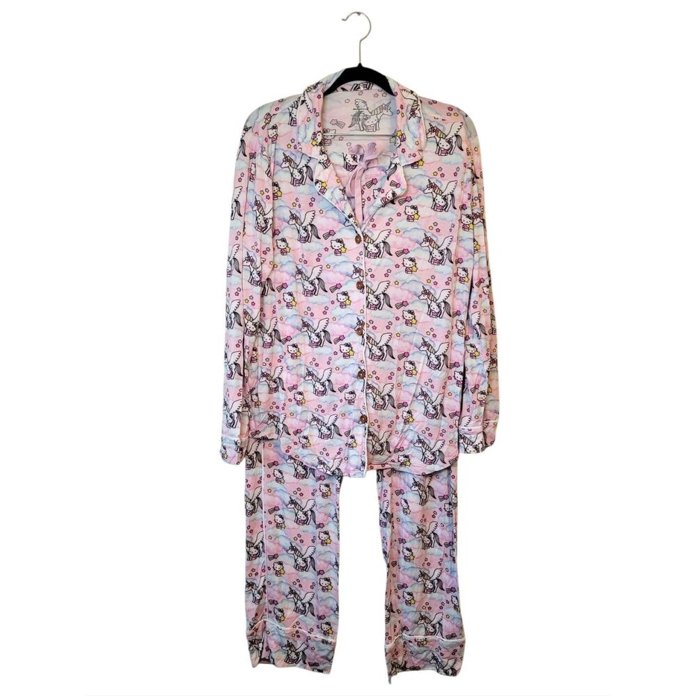 Posh Peanut X Sanrio Hello Kitty Pink Unicorn Bamboo Pajama Set Women's Size XL